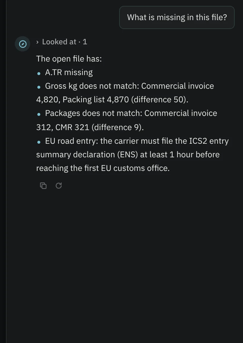 TamgaAI panel in dark mode